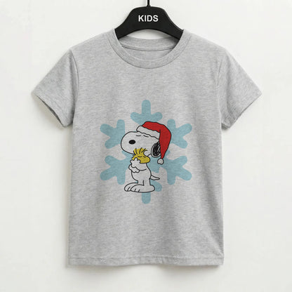 Christmas Cartoon Beagle And Bird  Kids T-Shirt