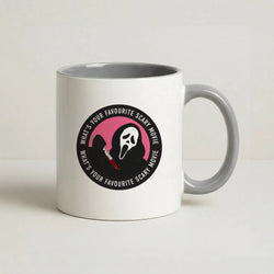 What's Your Favourite Scary Movie Badge Coffee Grey Mug