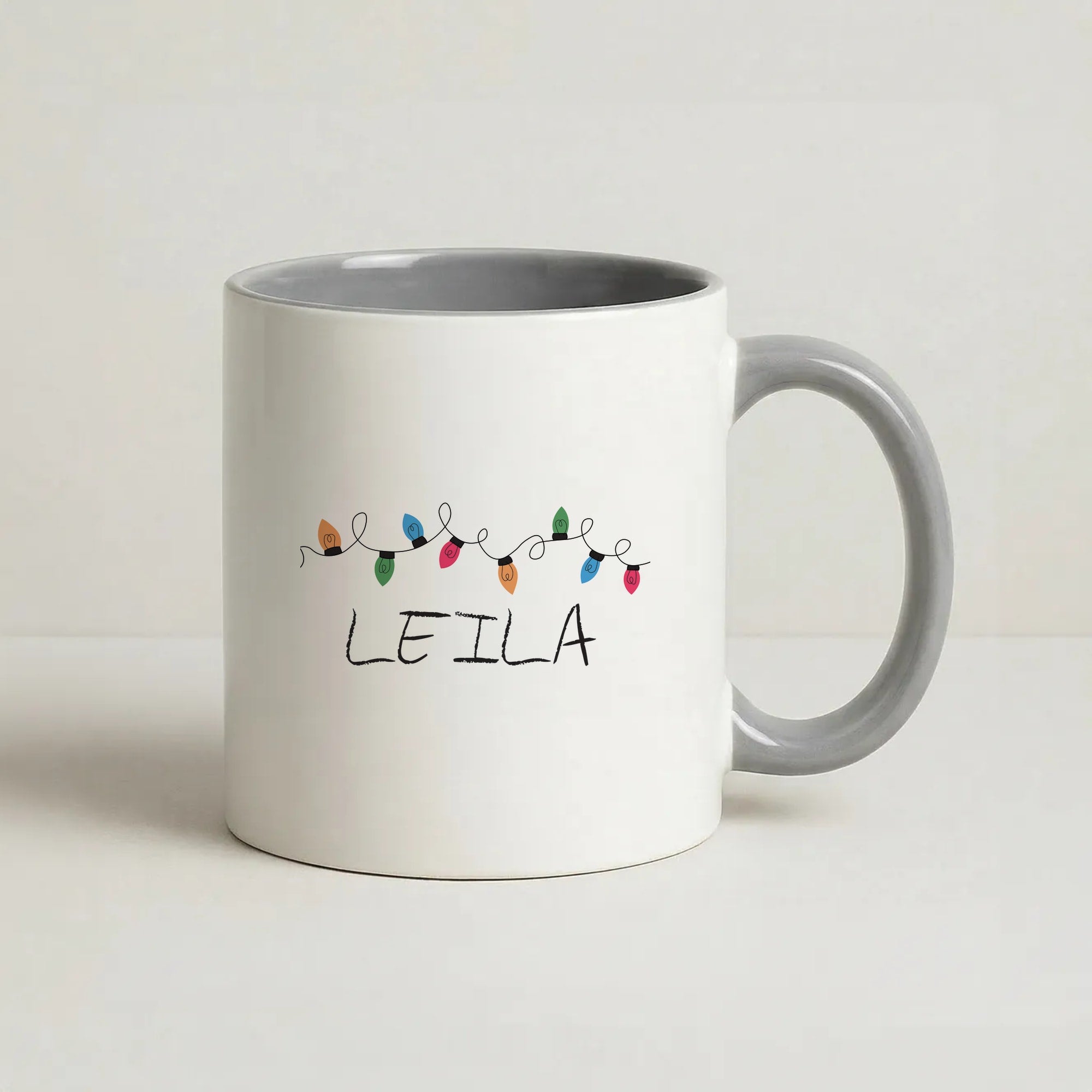 Fairy Lights - Personalised Stranger Coffee Grey Mug