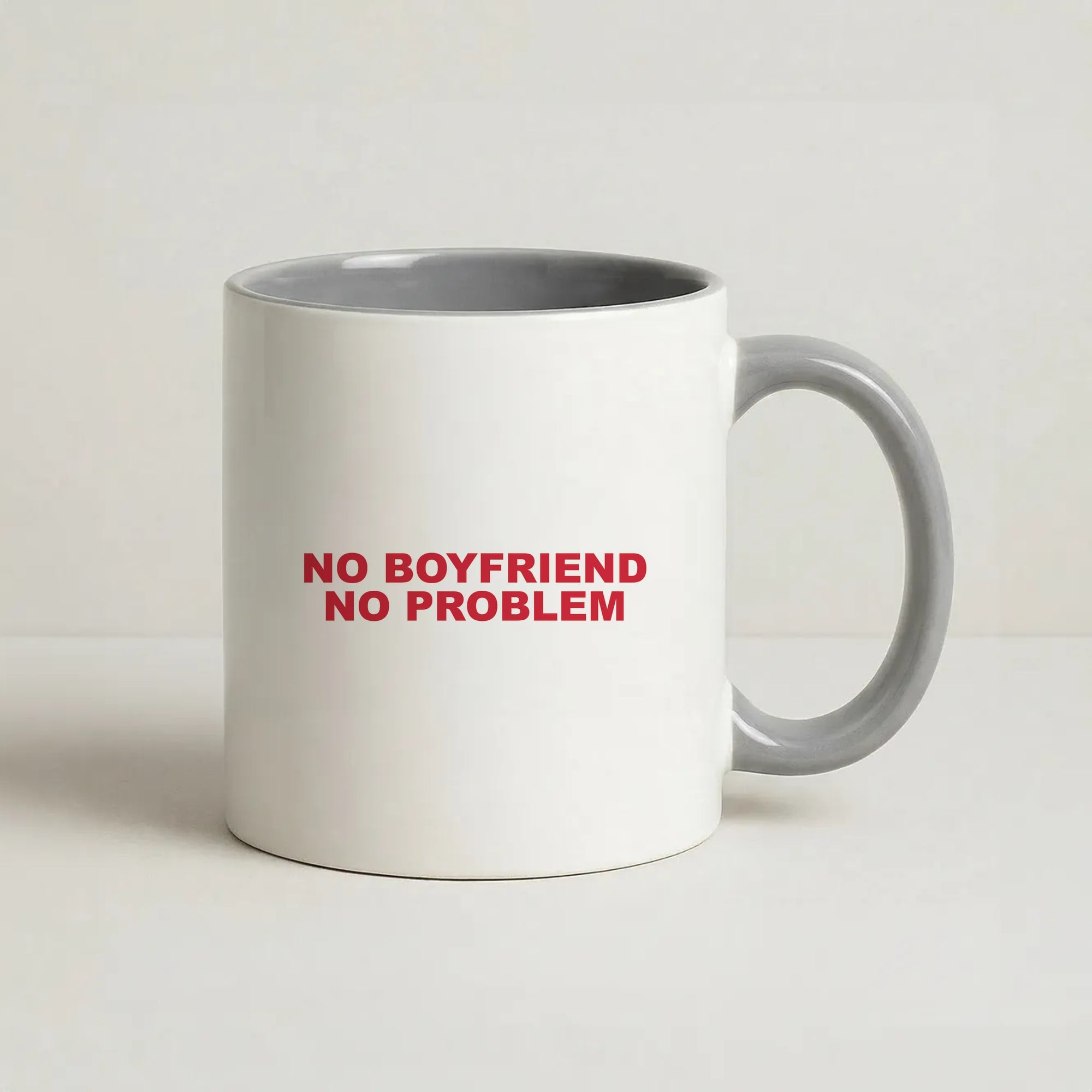 No Boyfriend No Problem Coffee Grey Mug