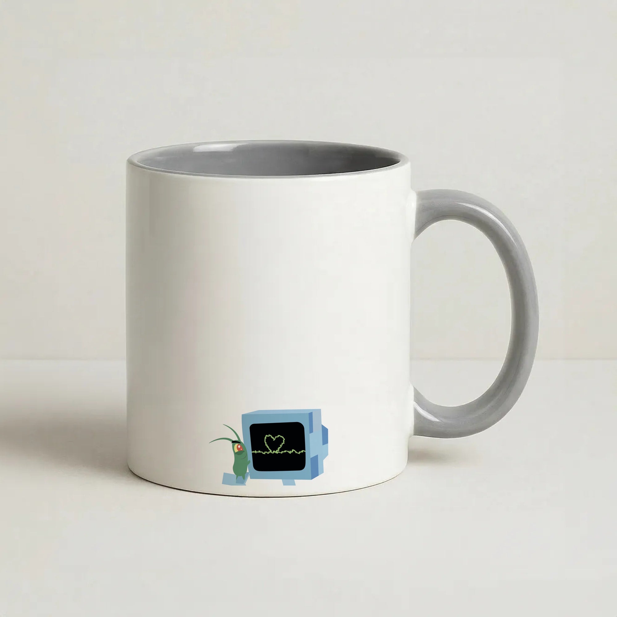 Plankton And Karen Coffee Grey Mug