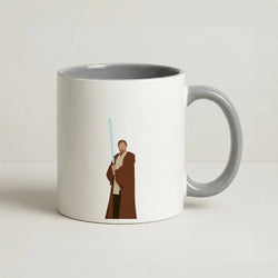Kenobi Blue Lightsaber Coffee Grey Mug