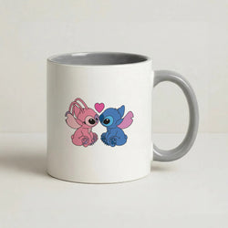 Angel And Blue Alien - Black Alien Coffee Grey Mug