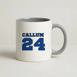 Dark Blue - Personalised Football Coffee Grey Mug