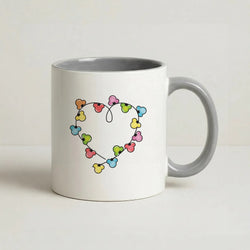 Cartoon Mouse Christmas Fairylights Heart Coffee Grey Mug