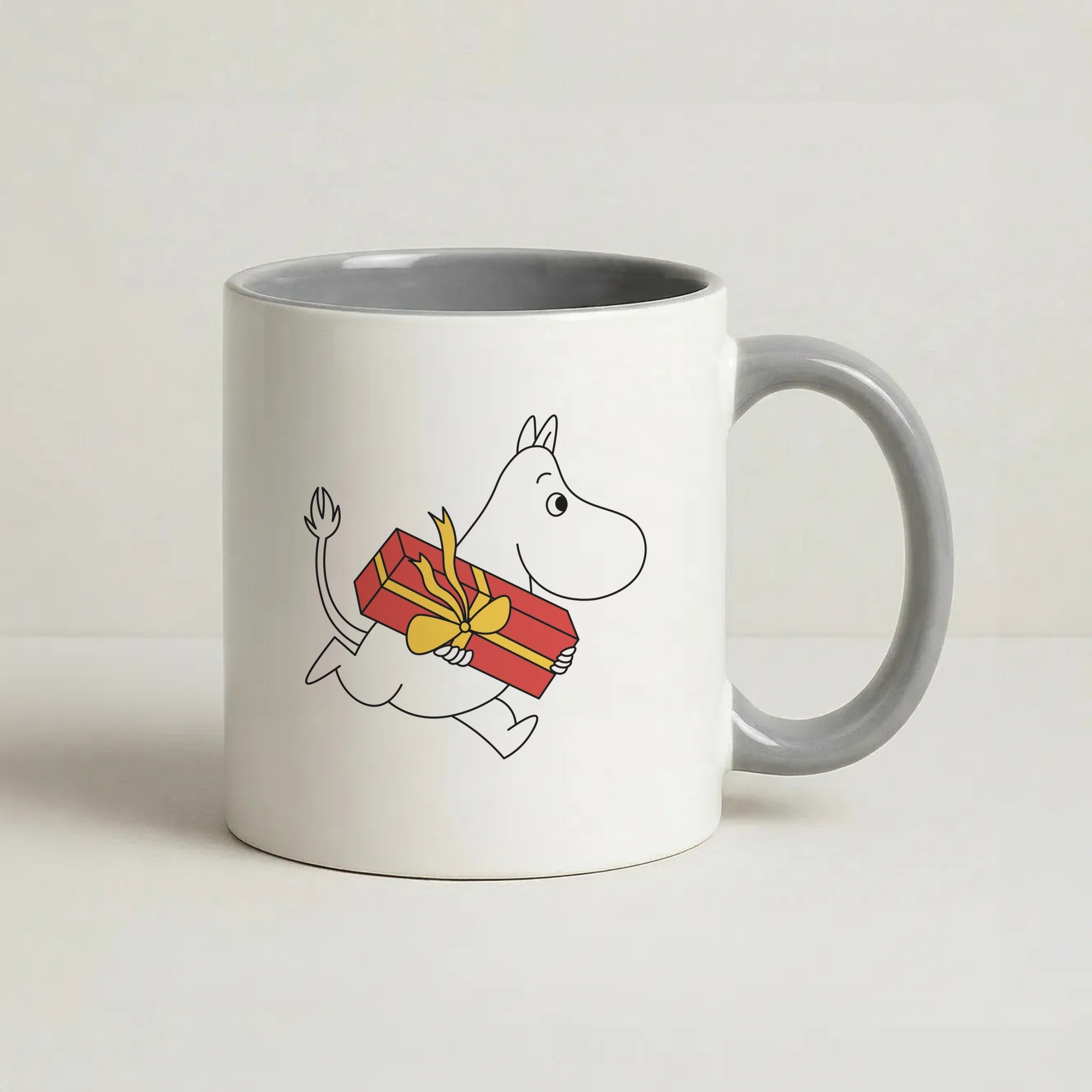 Red Present Moom Coffee Grey Mug