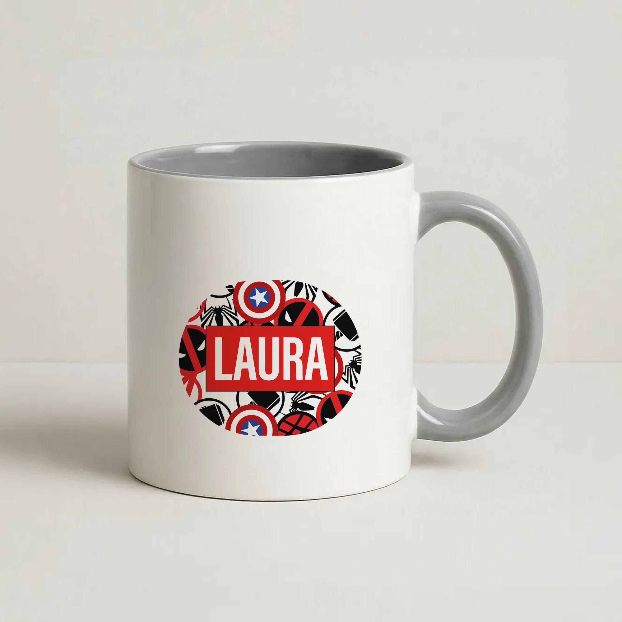 Collage - Personalised Superhero Comic Coffee Grey Mug