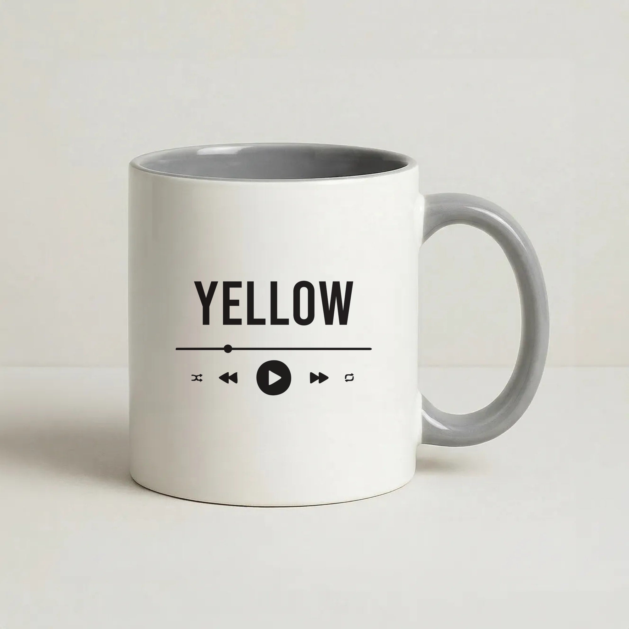 Yellow Music Player Coffee Grey Mug