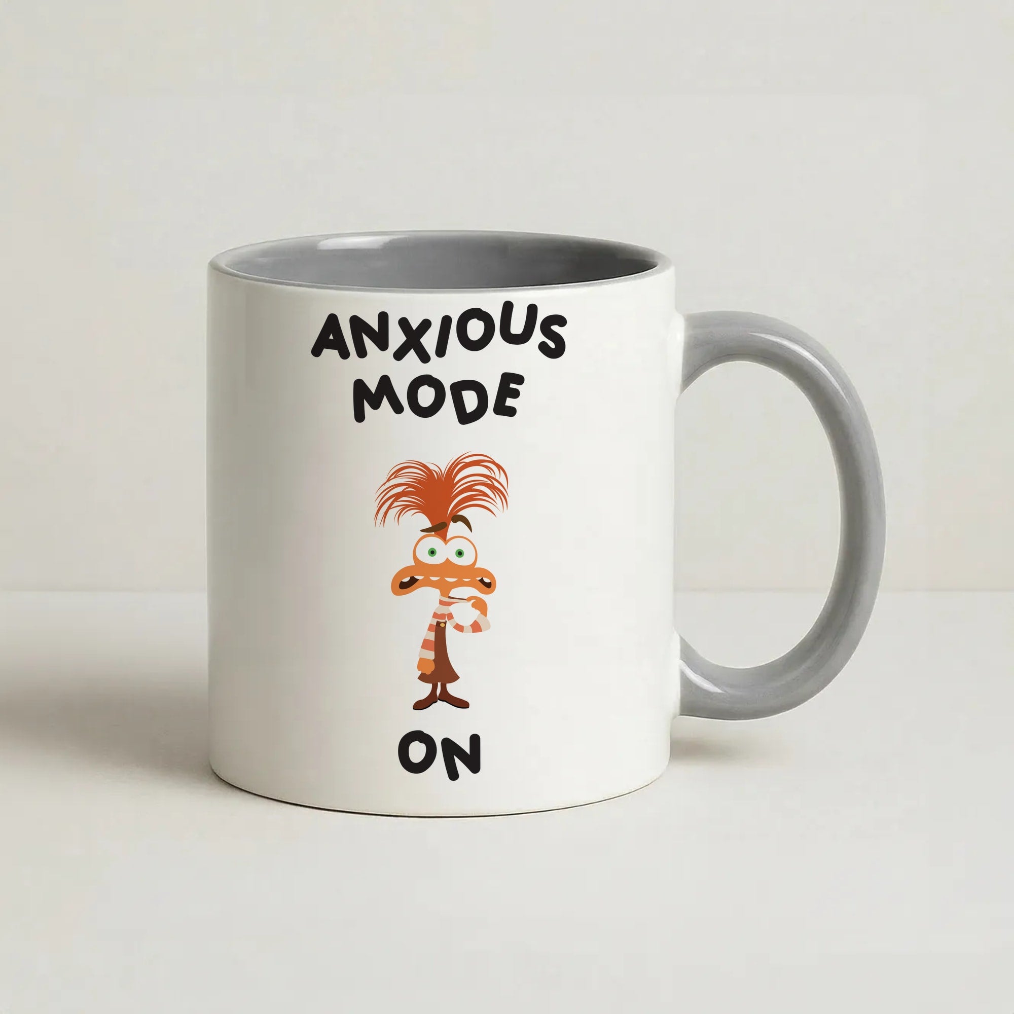 Anxious Mode On - Inside Out Coffee Grey Mug