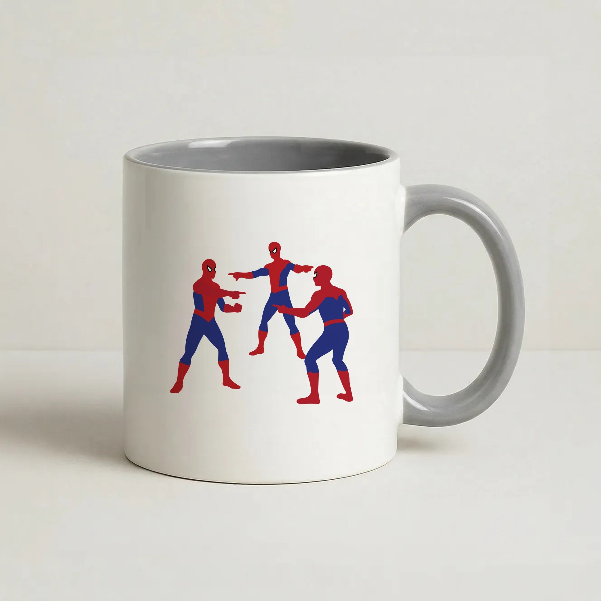 Spider Hero Pointing Meme Coffee Grey Mug
