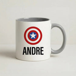 Captain America - Personalised Superhero Comic Coffee Grey Mug