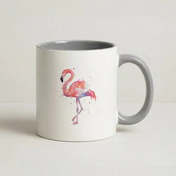 Watercolour Flamingo Painting Coffee Grey Mug