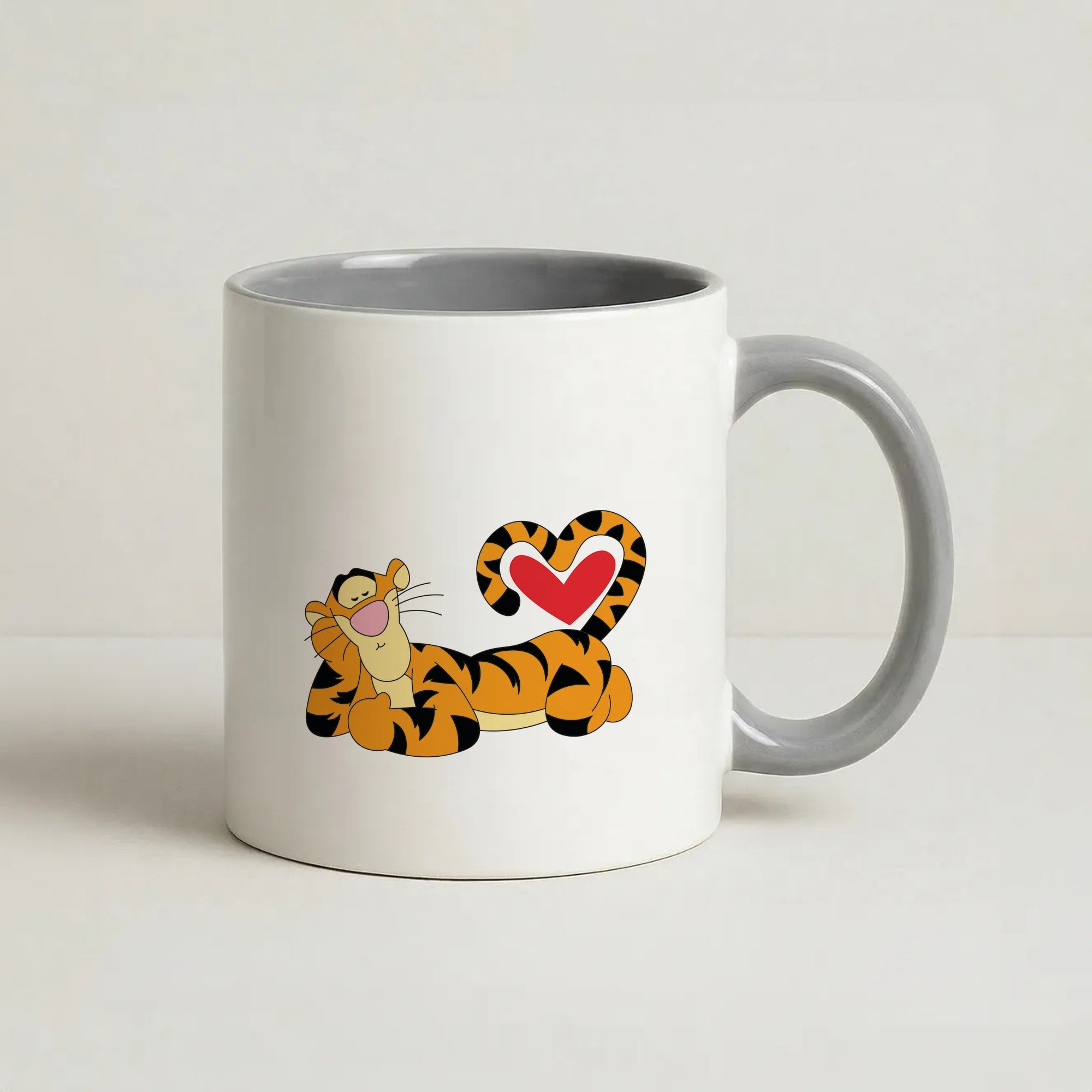 Tiger Valentine's Coffee Grey Mug