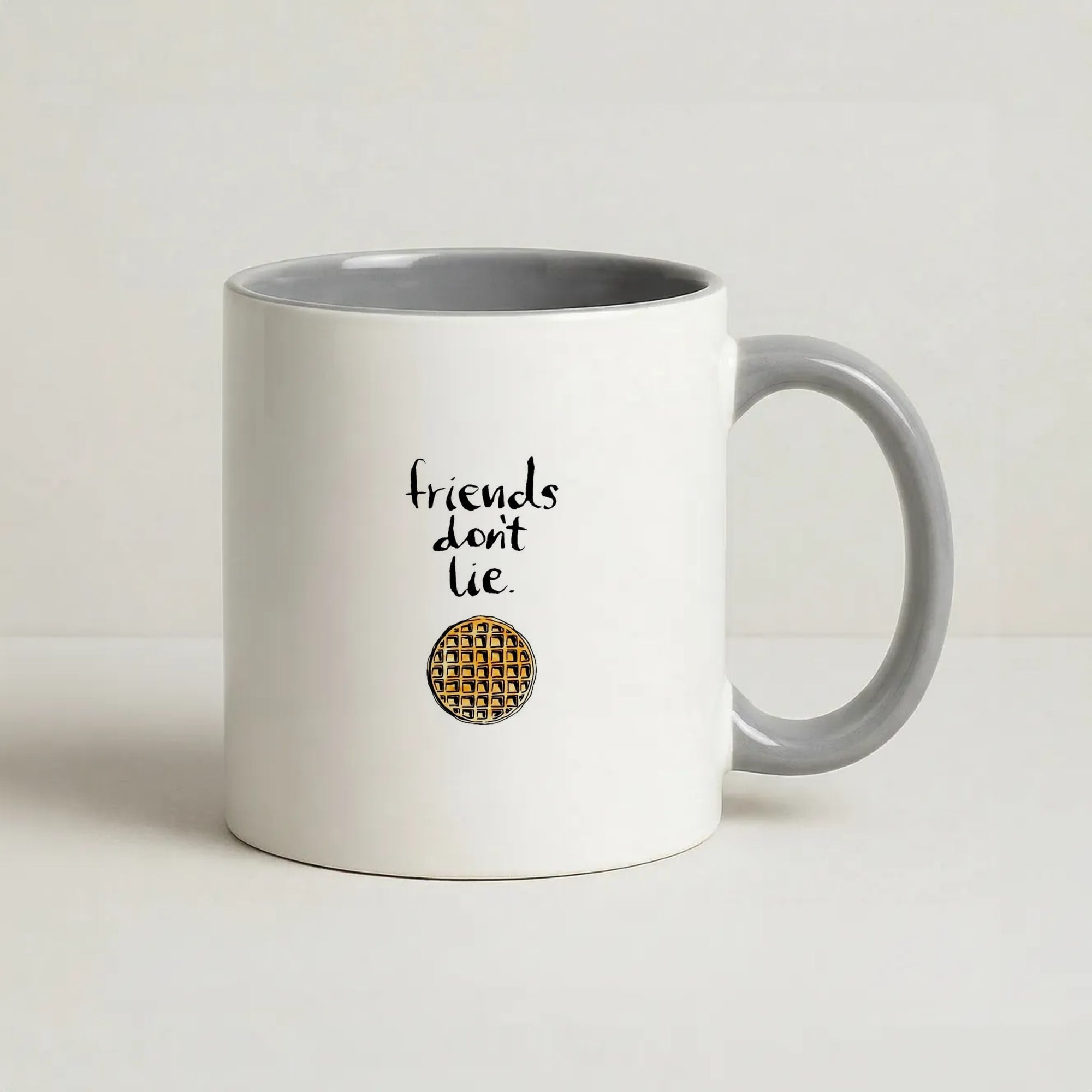 Friends Don't Lie Waffle Coffee Grey Mug