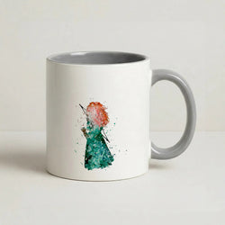 Watercolour Princess Merida Brave Fairytale Coffee Grey Mug