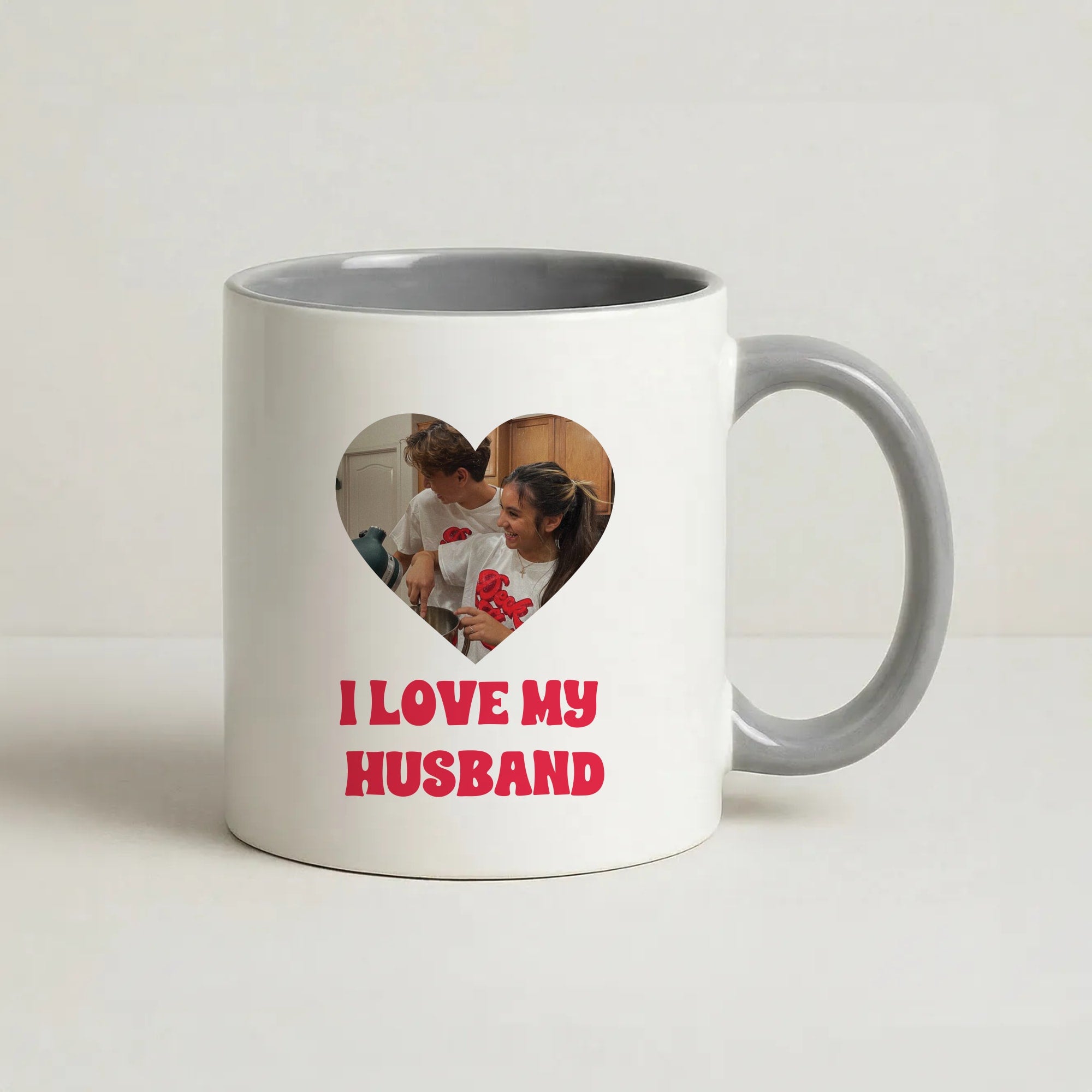 I Love My Husband - Personalised Couples Coffee Grey Mug