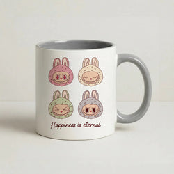 Happiness Is Eternal Monsters Coffee Grey Mug