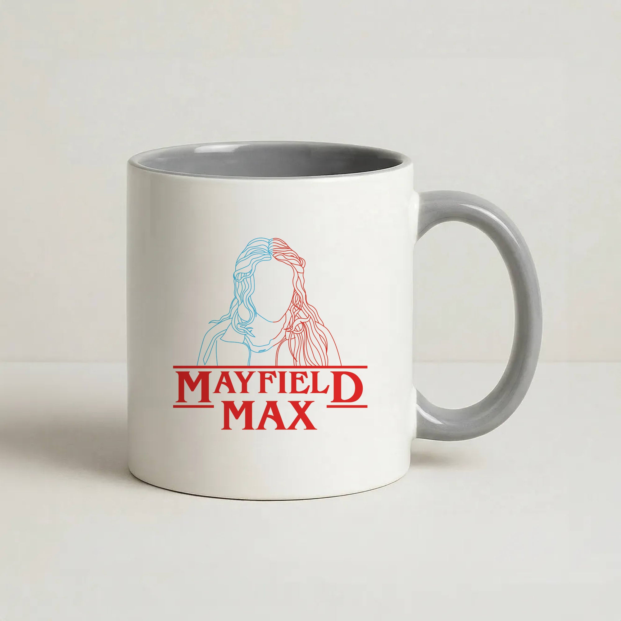 Blue And Red Max Coffee Grey Mug