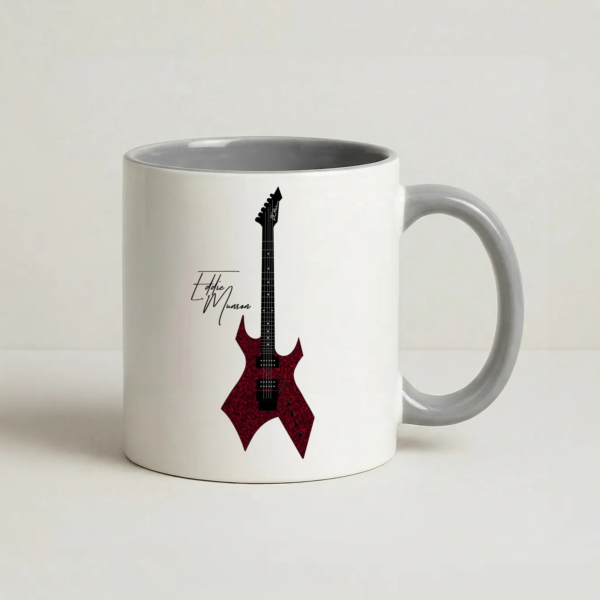 Eddie Munson Guitar Coffee Grey Mug