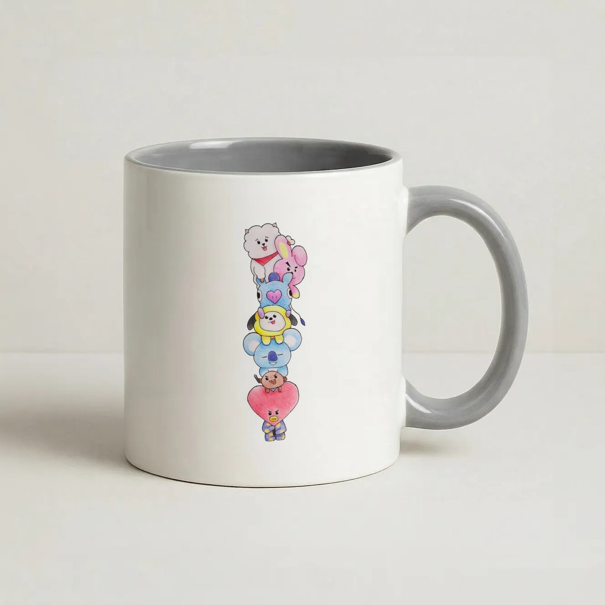 K-Pop Band BT21 Drawing Coffee Grey Mug