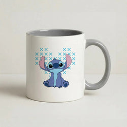 Blue Alien Hearts Coffee Grey Mug