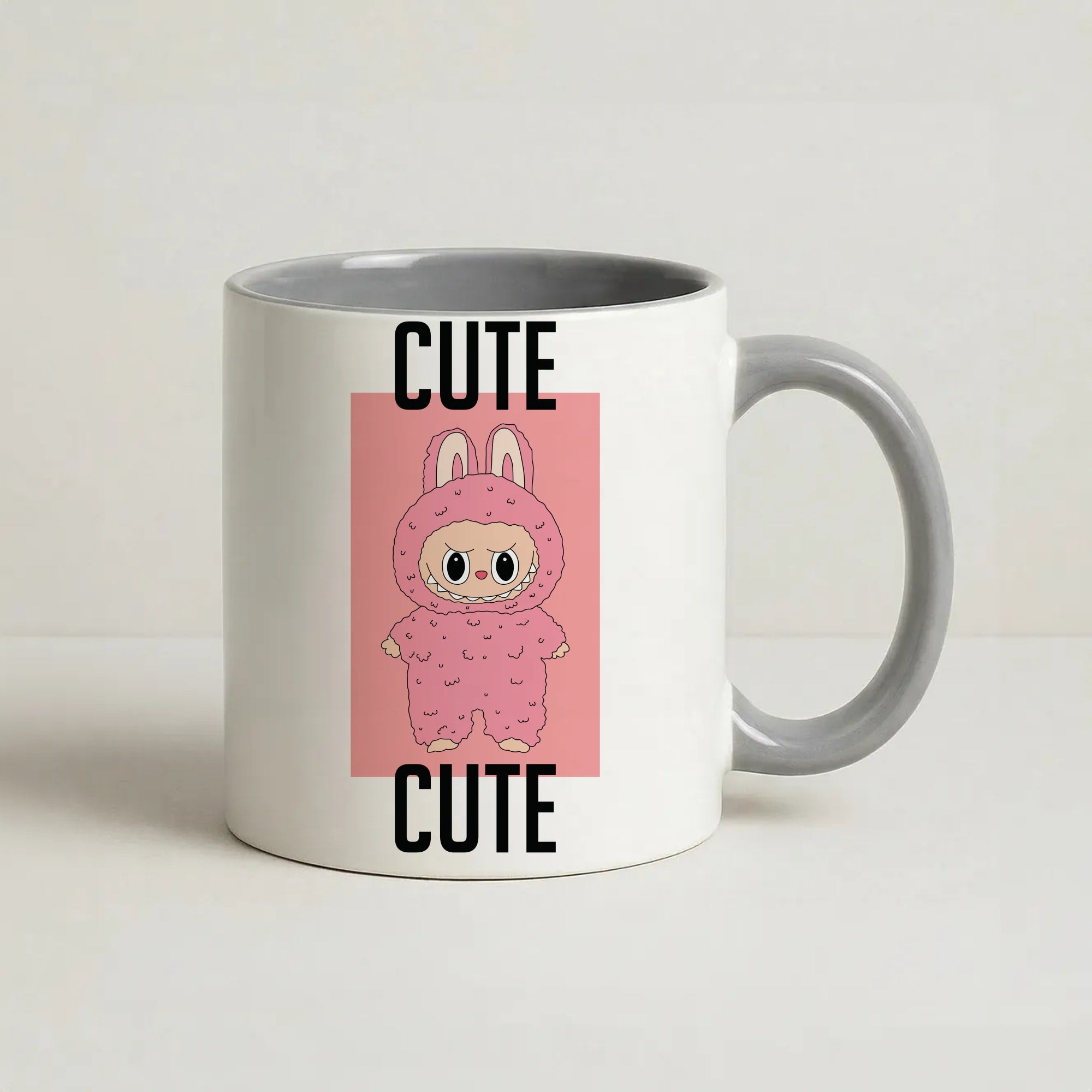 Cute Black Monster Coffee Grey Mug