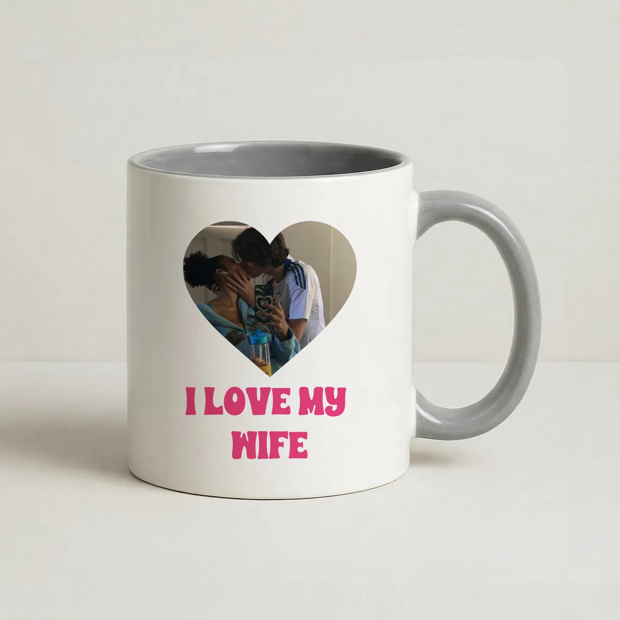 I Love My Wife - Personalised Couples Coffee Grey Mug