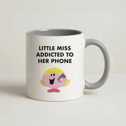 Little Miss Addicted To Her Phone - Aesthetic Quote Coffee Grey Mug