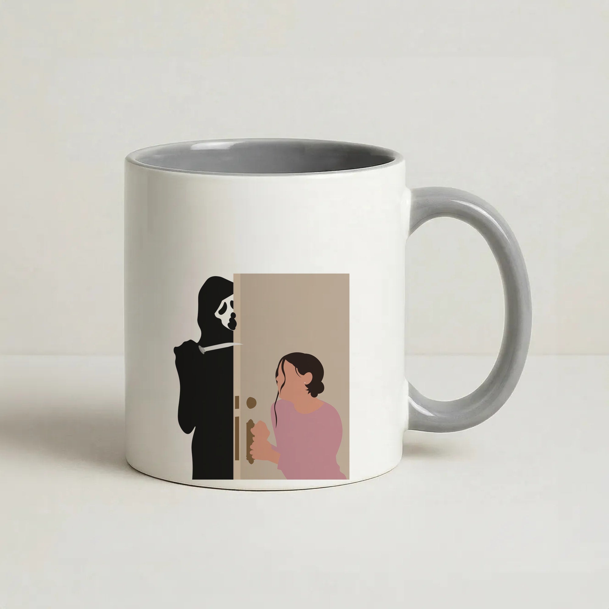 Tara And Ghostface - Scream Coffee Grey Mug