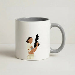 Leia With Gun Coffee Grey Mug
