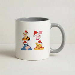 Bear, Tiger, Donkey and Pig Pattern Christmas Coffee Grey Mug