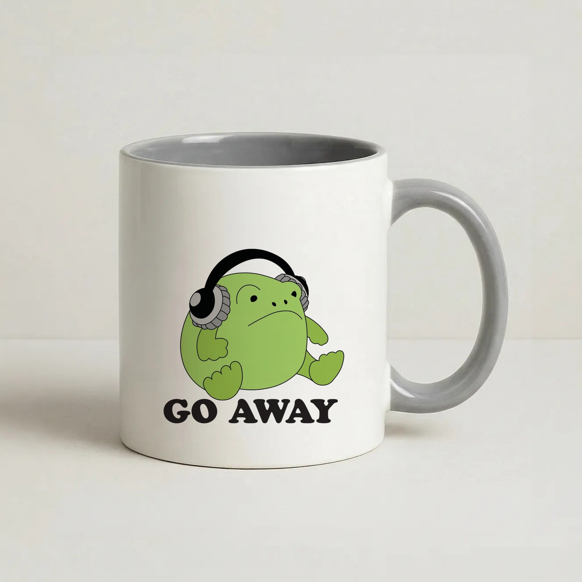 Go Away Grumpy Frog  Coffee Grey Mug