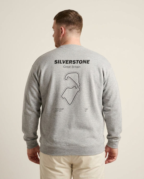 Silverstone Circuit Sweatshirt — Grey Back, worn