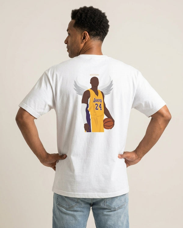 Kobe with wings - Basketball T-Shirt — White Back, worn