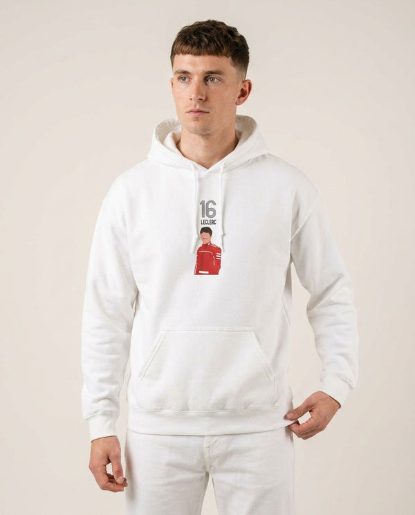 Leclerc 2026  Hoodie — White Front, worn