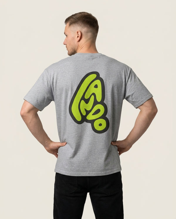 Bubble Lando T-Shirt Grey Back, worn