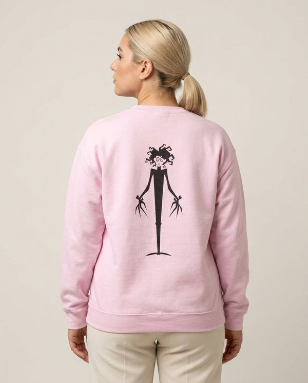 Cartoon - Scissorhands Sweatshirt — Pink Back, worn