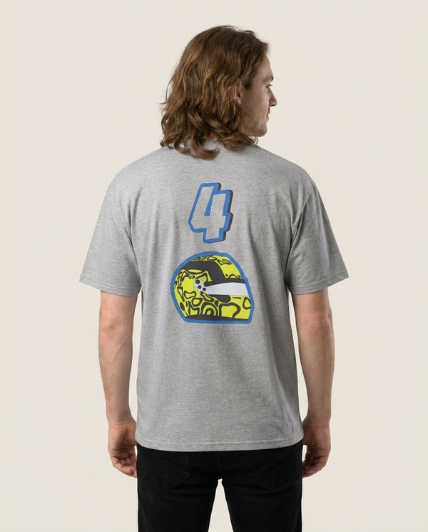Helmet 4 T-Shirt — Grey Back, worn