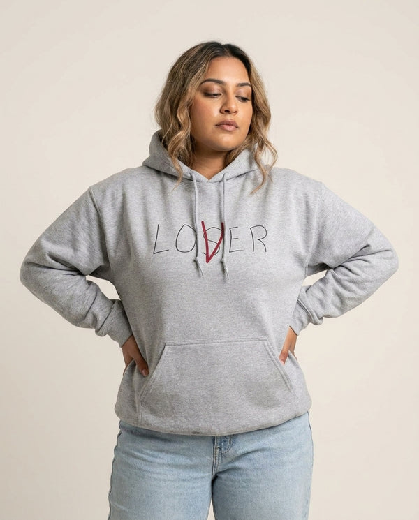 Loser - Clown Hoodie — Grey Front, worn