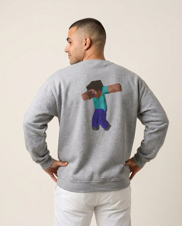 Steve Dab - Mining Sweatshirt — Grey Back, worn