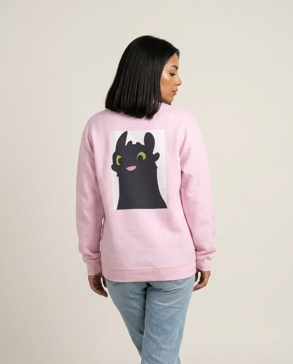 Black Fury Dragon Sweatshirt — Pink Back, worn