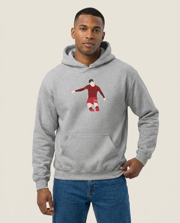Robertson - Football Hoodie — Grey Front, worn