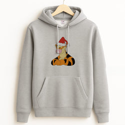 Tiger Pattern Christmas Grey Hoodie