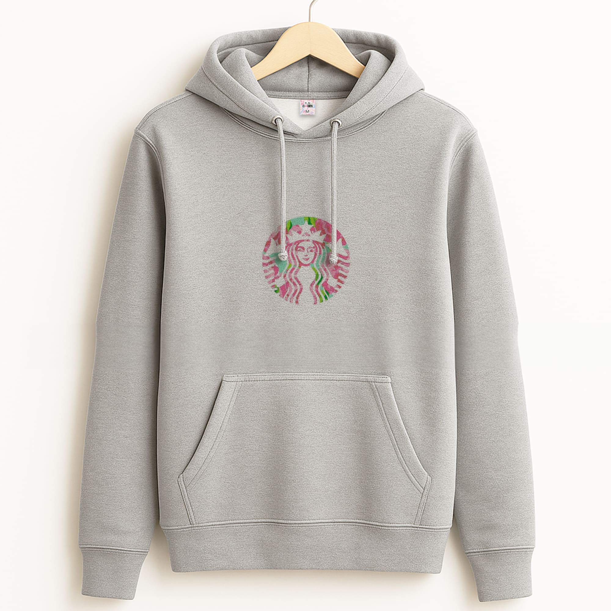 Pink Coffee Logo Grey Hoodie