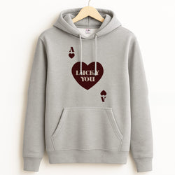 Ace Of Hearts Lucky You Grey Hoodie