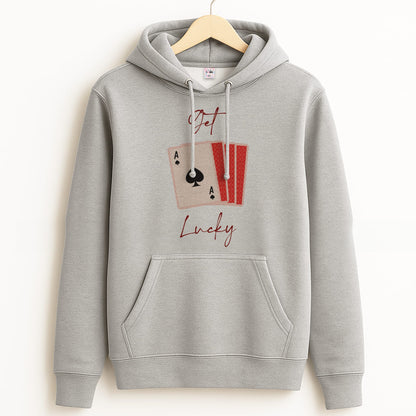 Get Lucky Set Of Cards Grey Hoodie