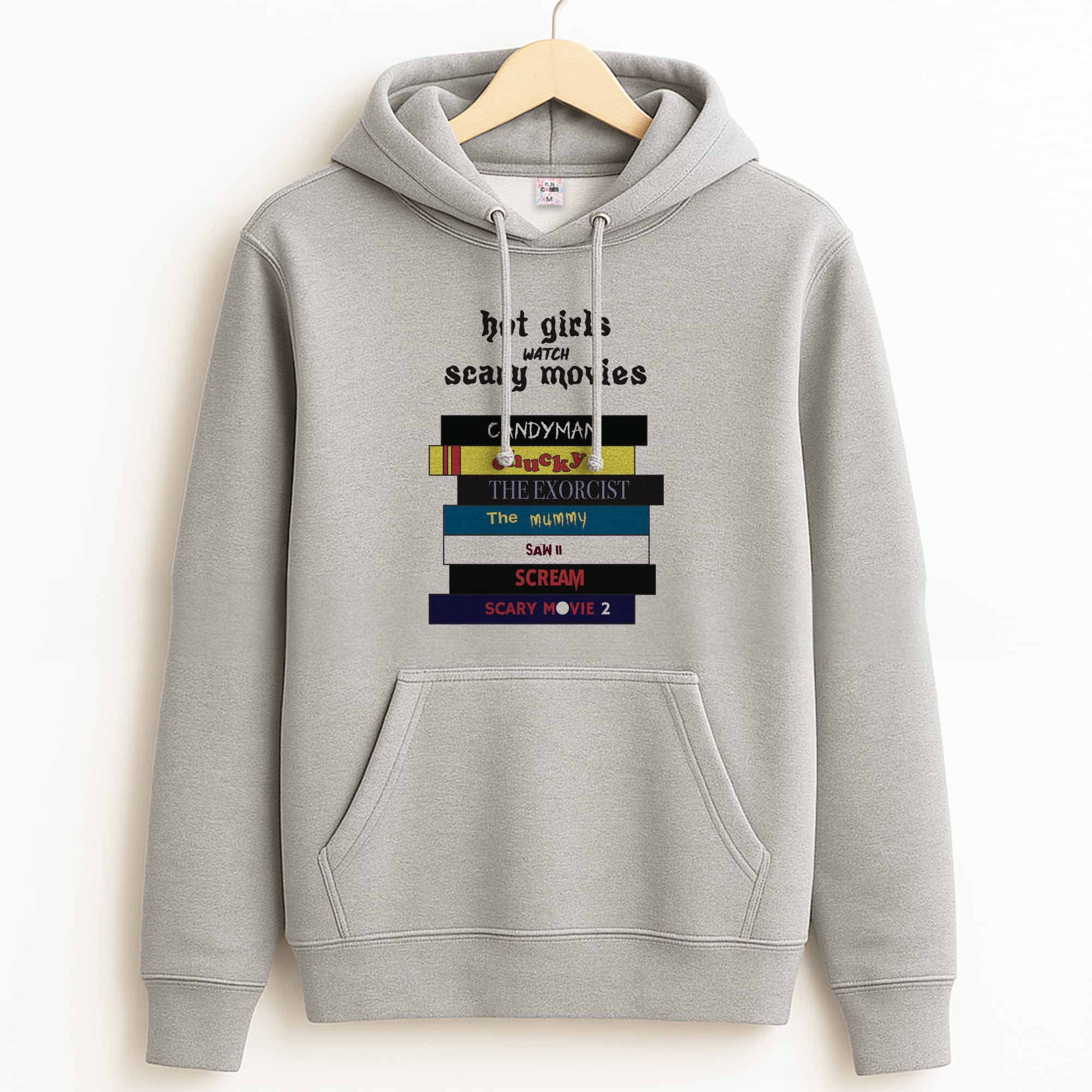 Hot Girls Watch Scary Movies Grey Hoodie
