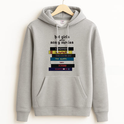 Hot Girls Watch Scary Movies Grey Hoodie