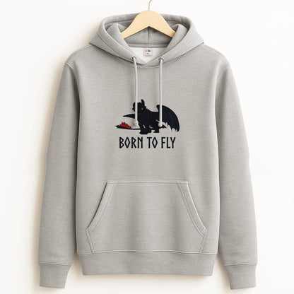 Dragon Born To Fly Grey Hoodie