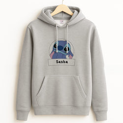 Personalised Cute Blue Alien Grey Hoodie